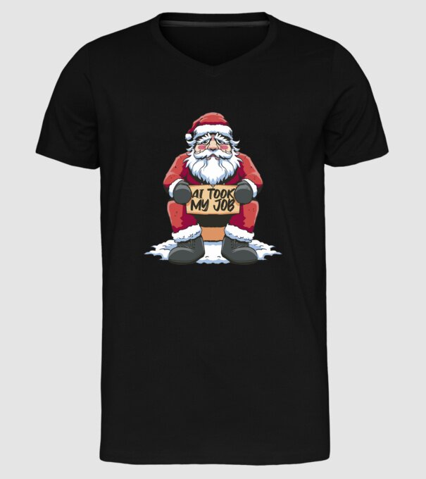 AI took my job Santa model negru pe tricou