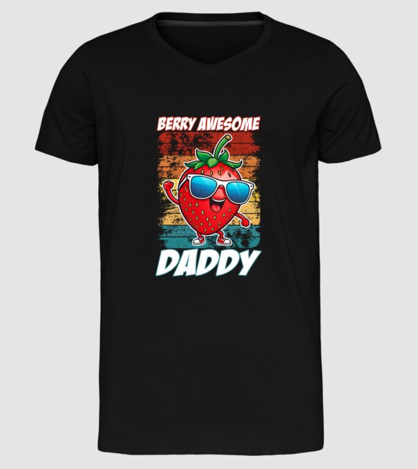 Berry Awesome Daddy Strawberry model negru pe tricou