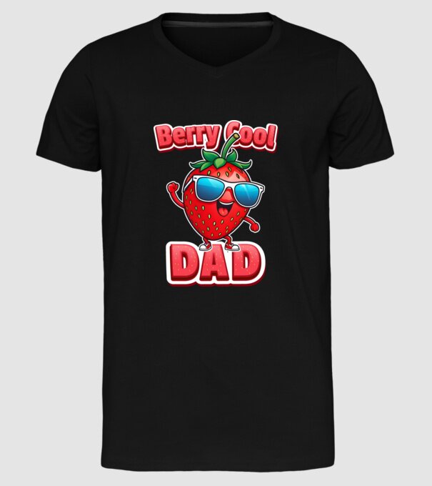 Berry Cool Dad Strawberry model negru pe tricou