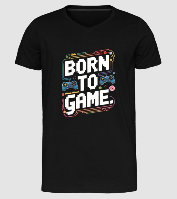 Born to Game Pixel Negru model negru pe tricou