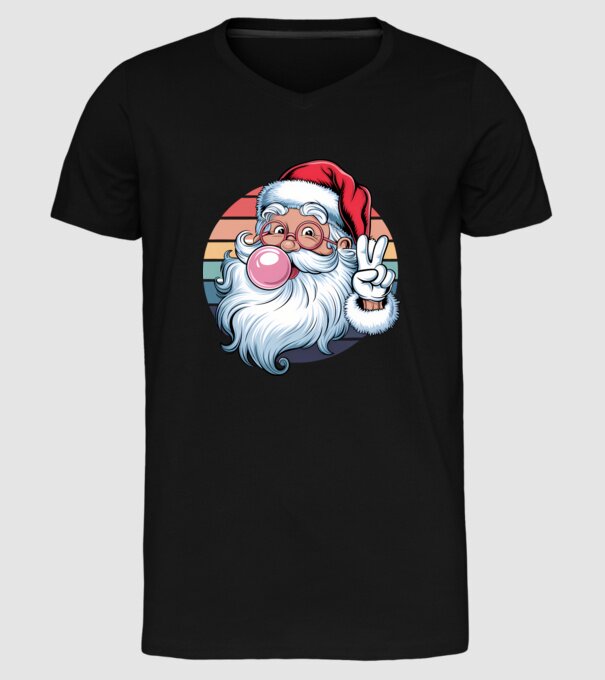 Bubble gum santa model negru pe tricou
