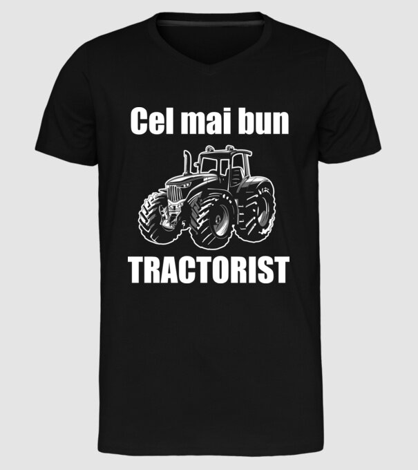 Cel mai bun tractorist model negru pe tricou