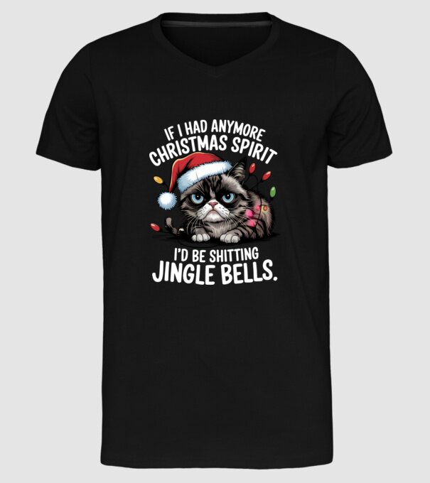 Christmas Spirit Grumpy Cat Negru model negru pe tricou