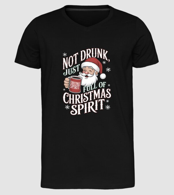 Christmas Spirit Santa model negru pe tricou