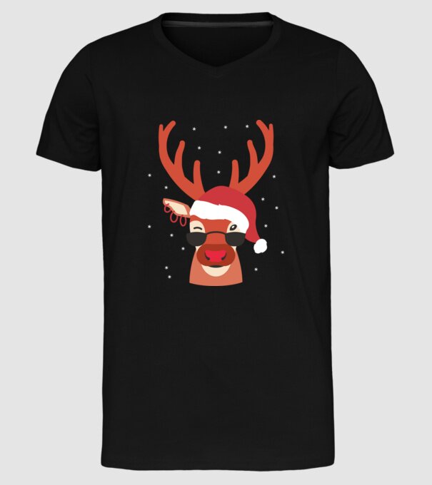 Cool Reindeer Rudolph model negru pe tricou
