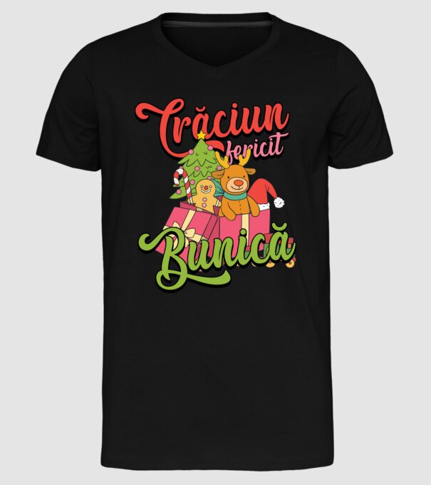CRĂCIUN FERICIT BUNICĂ model negru pe tricou