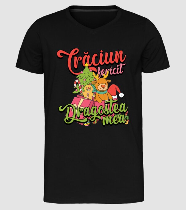 CRĂCIUN FERICIT DRAGOSTEA MEA model negru pe tricou