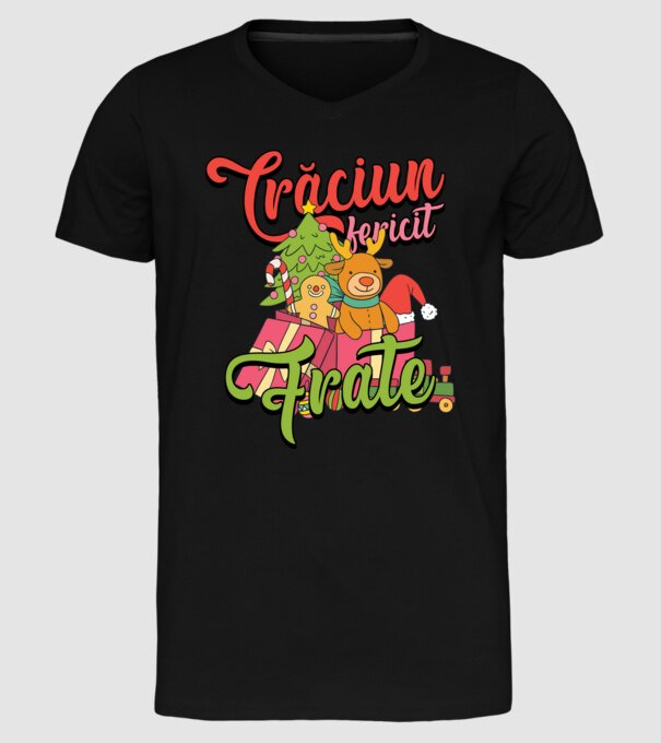CRĂCIUN FERICIT FRATE / SORĂ model negru pe tricou