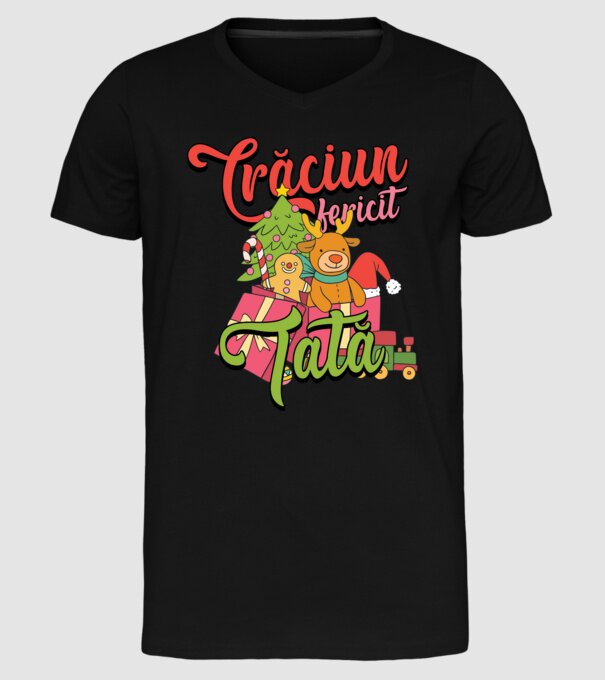 CRĂCIUN FERICIT TATĂ model negru pe tricou