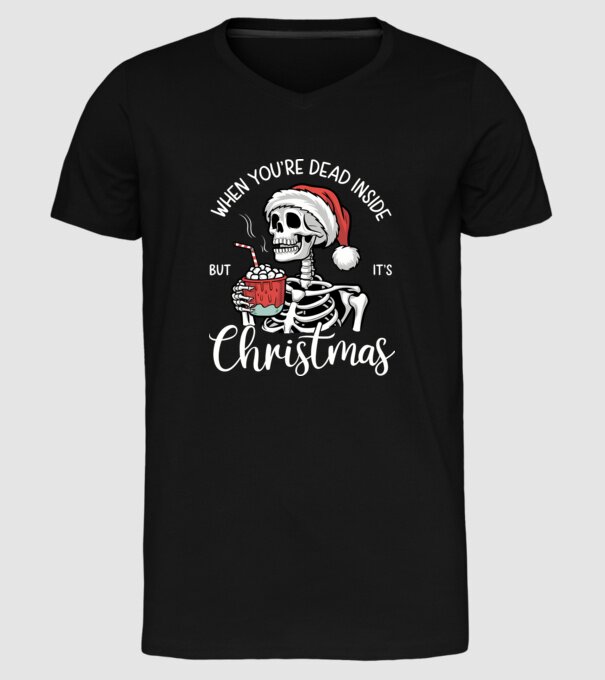 Dead inside, but it's christmas Negru model negru pe tricou