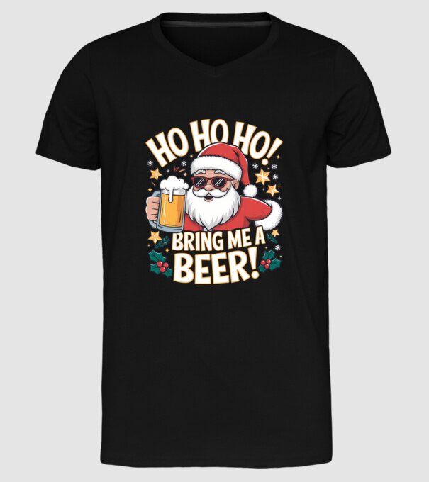 HO HO HO bring me a BEER santa Negru model negru pe tricou