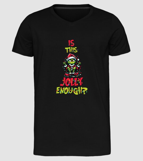 Is this jolly enough Grinch model negru pe tricou