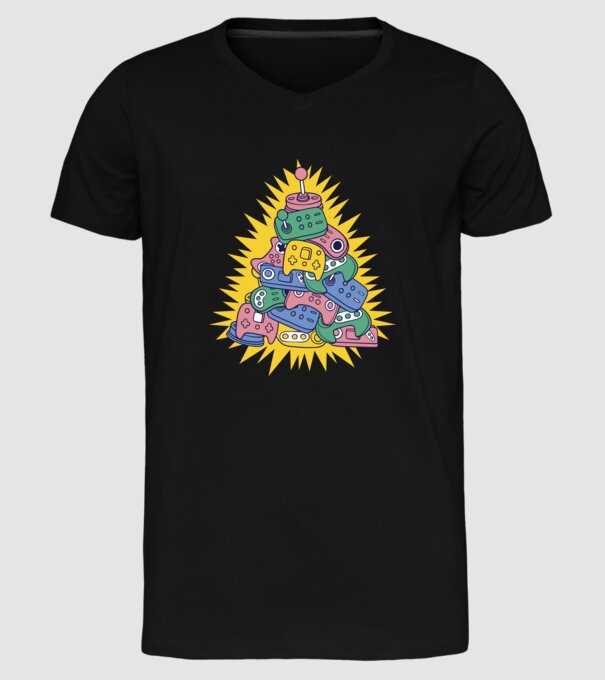 Joystick pom de Crăciun model negru pe tricou