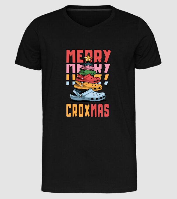 Merry Croxmas model negru pe tricou