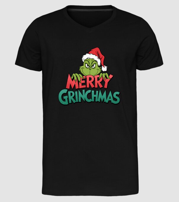 Merry Grinchmas model negru pe tricou