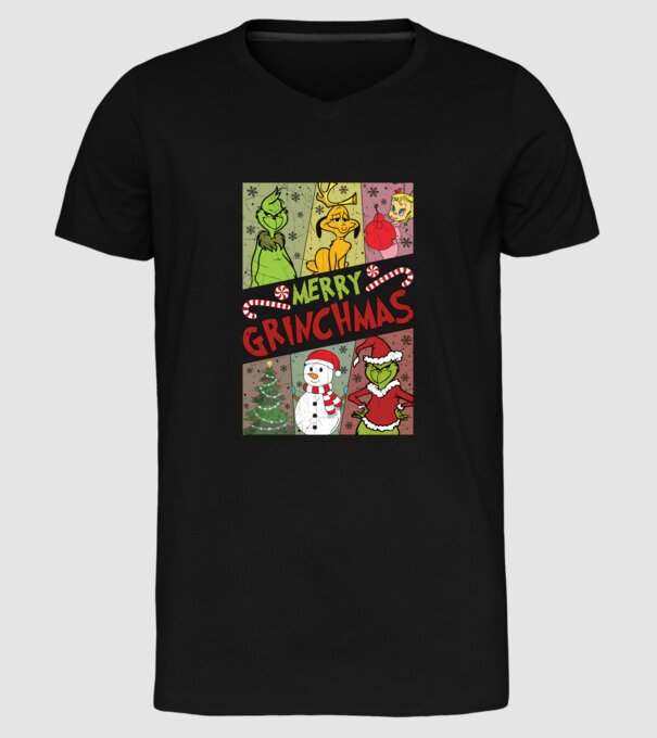 Merry Grinchmas - Grinch model negru pe tricou