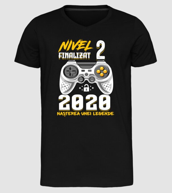 Nivel 2 finalizat. 2020 nașterea unei legende model negru pe tricou