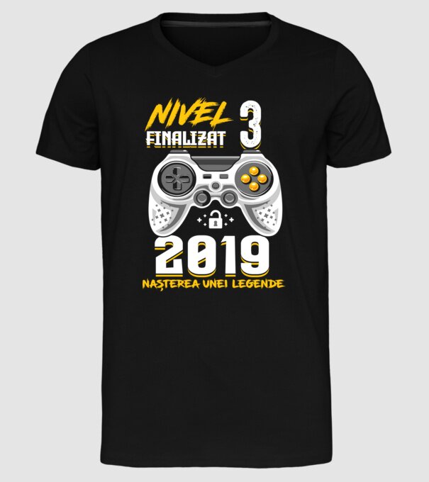 Nivel 3 finalizat. 2019 nașterea unei legende model negru pe tricou