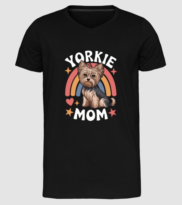 Yorkie Mom Negru model negru pe tricou