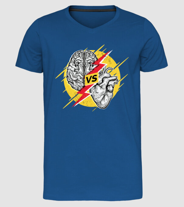 Creier vs. Inimă - Rațiune contra inimă model albastru regal pe tricou