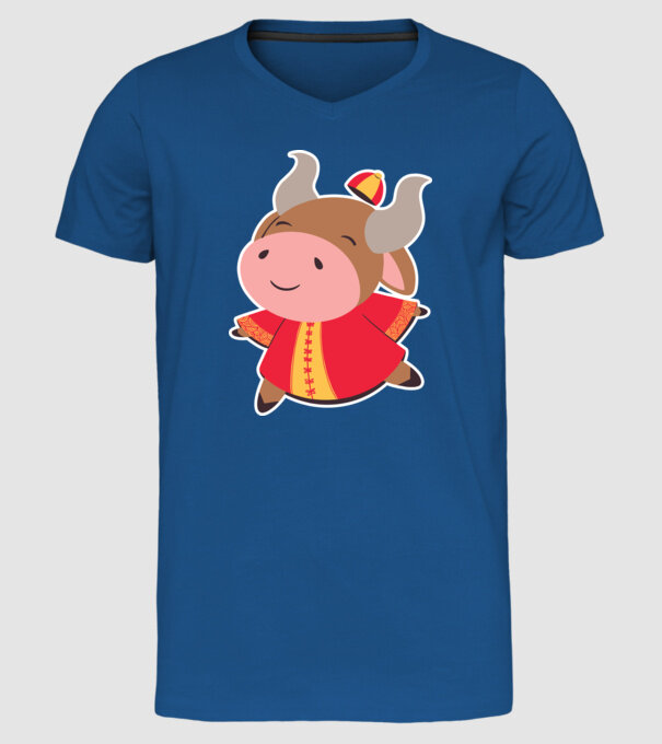 Anul chinezesc - Anul Bivolului model albastru regal pe tricou