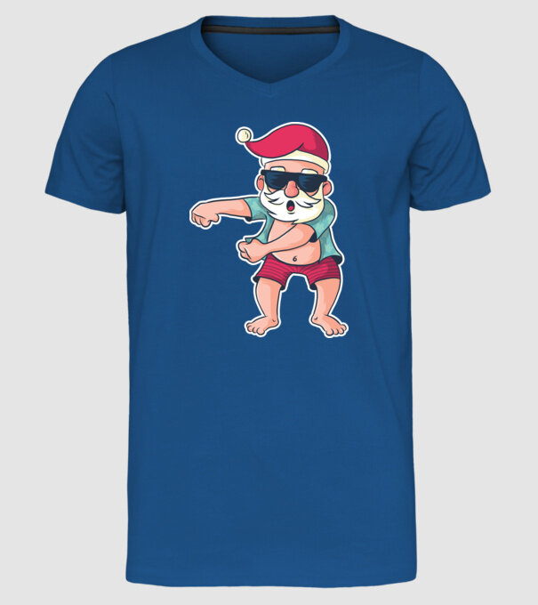 Moș Crăciun dans Floss DAB model albastru regal pe tricou