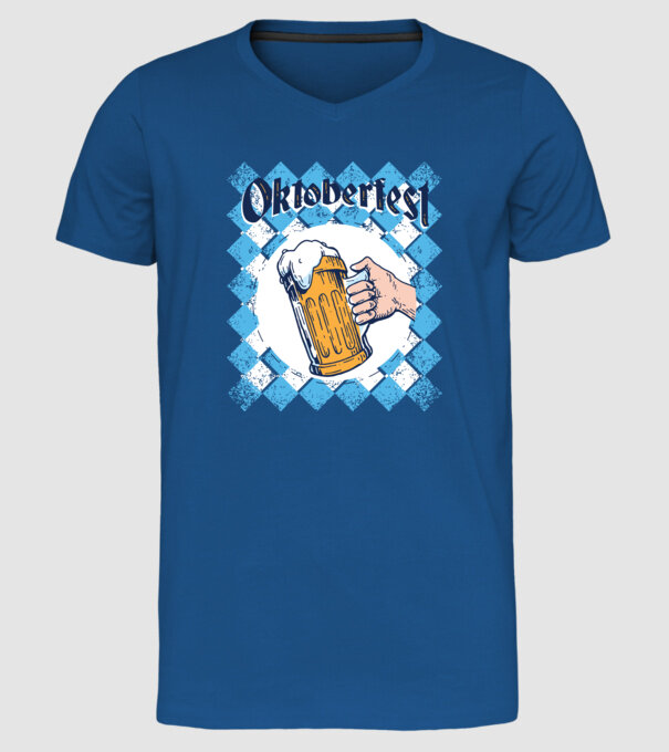 Tricou cu bere Oktoberfest model albastru regal pe tricou
