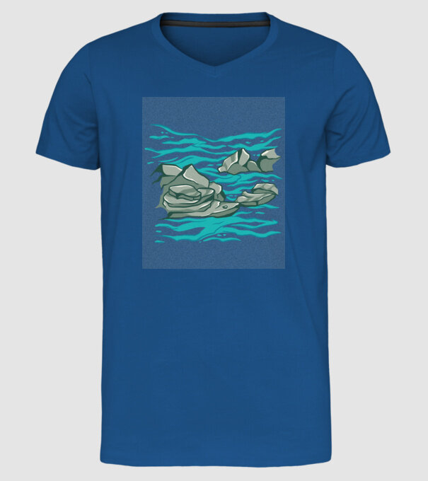 Oceanul cu Stânci model albastru regal pe tricou