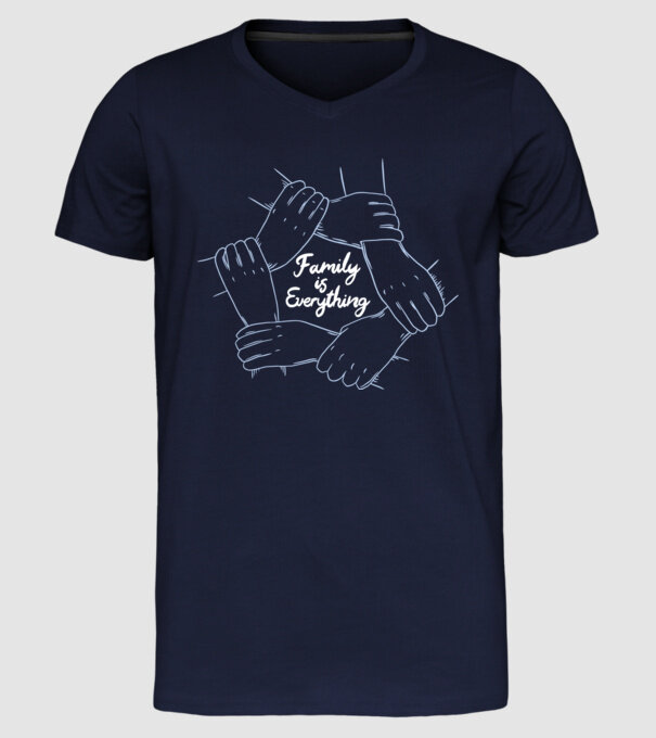 Familia este totul model albastru închis pe tricou