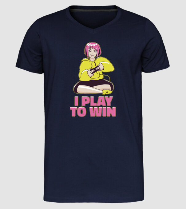 Anime fată Gamer model albastru închis pe tricou