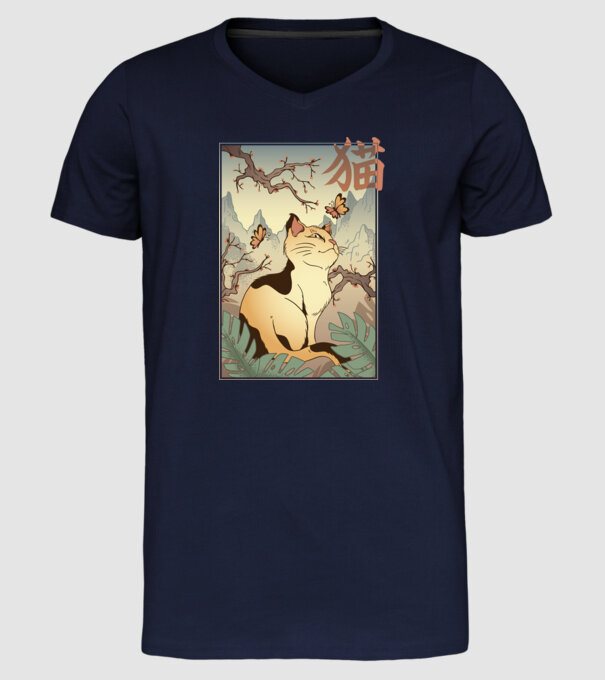 Pictură Pisică model albastru închis pe tricou