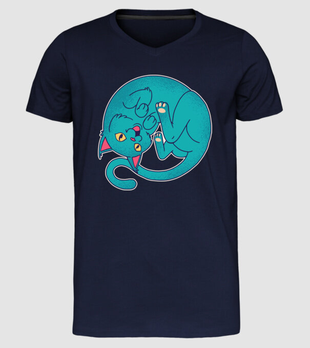Postură Pisică model albastru închis pe tricou