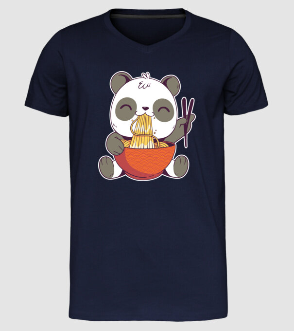 Panda drăguț cu paste model albastru închis pe tricou