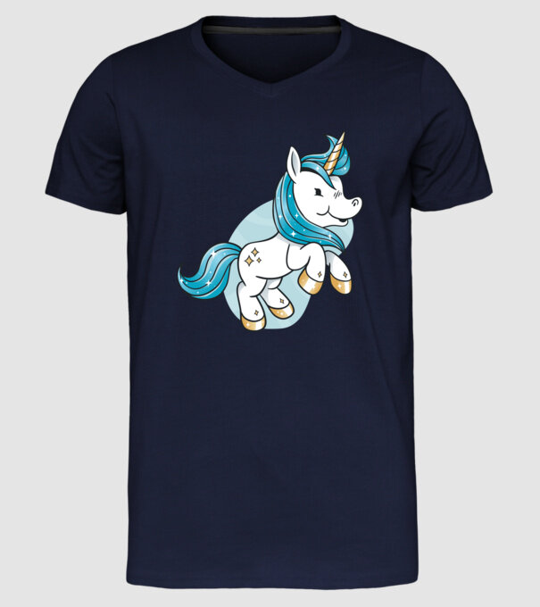 Unicorn drăguț model albastru închis pe tricou