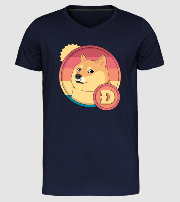 Doge Coin model albastru închis pe tricou