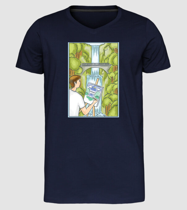 Pictură model albastru închis pe tricou