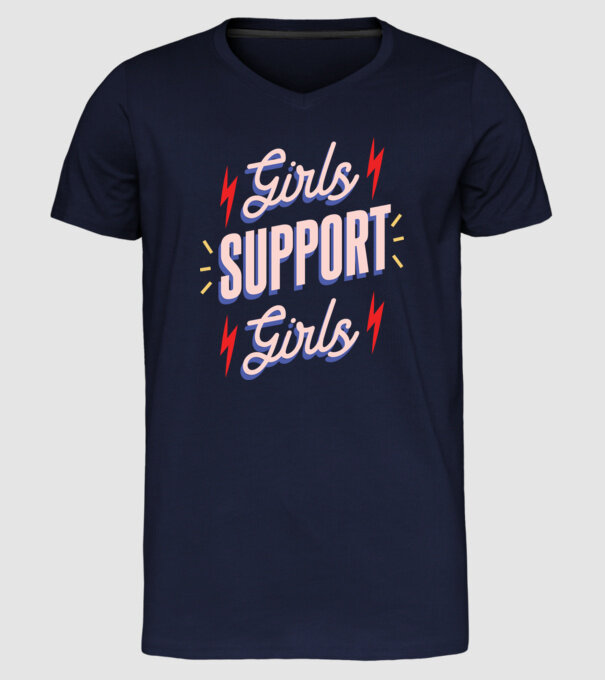 Girls Support Girls Ziua Femeii model albastru închis pe tricou