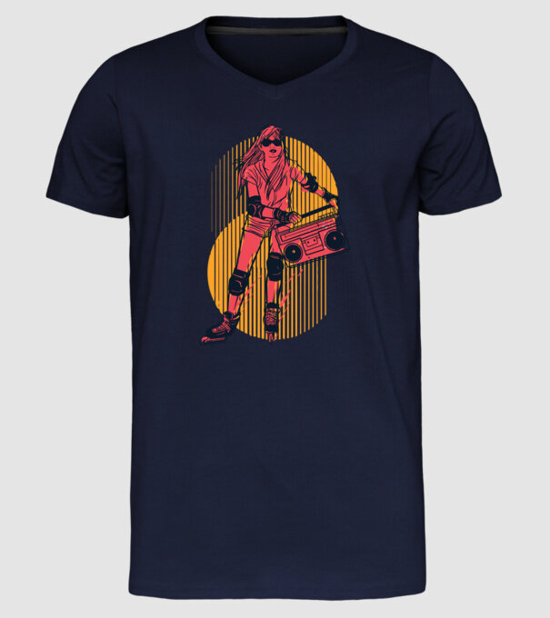 Fată skate model albastru închis pe tricou