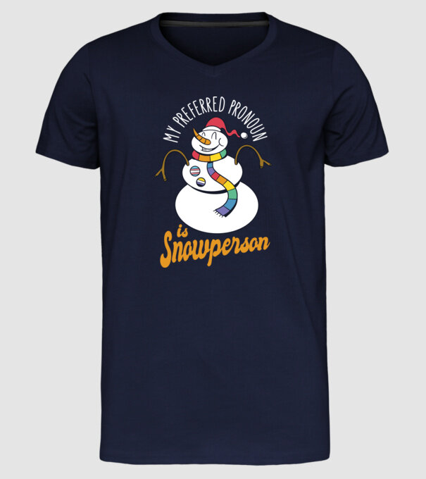 Om de zăpadă model albastru închis pe tricou