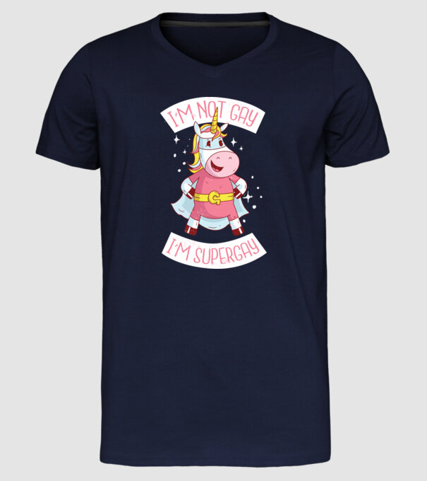 'I''m not gay i''m supergay' model albastru închis pe tricou