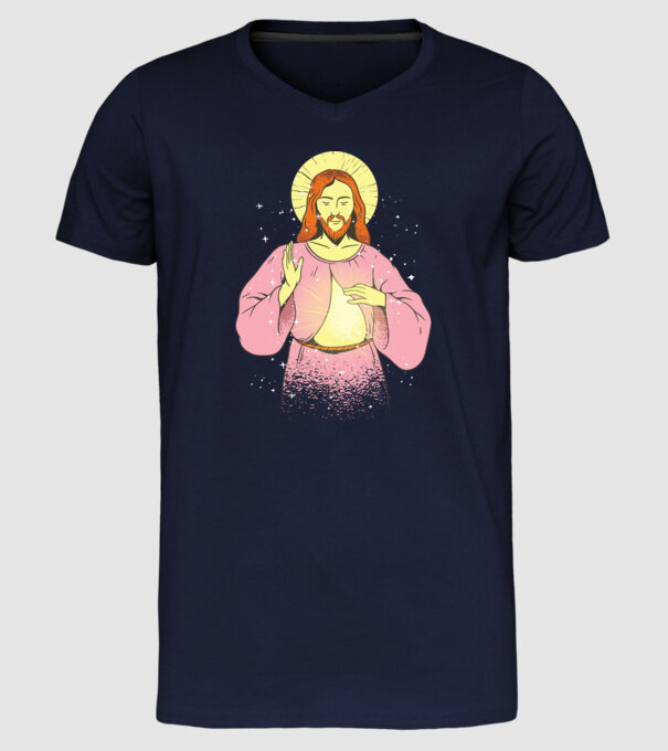 Iisus Hristos model albastru închis pe tricou