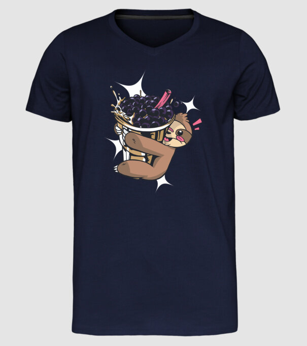Leneșului îi place ceaiul bubble model albastru închis pe tricou
