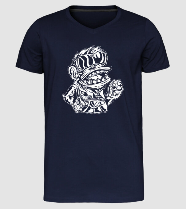 Maimuța Gamer furioasă model albastru închis pe tricou