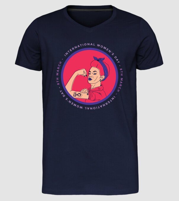 Ziua Internațională a Femeii 8 martie model albastru închis pe tricou