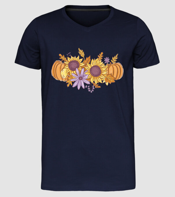 Scena de toamnă Halloween model albastru închis pe tricou