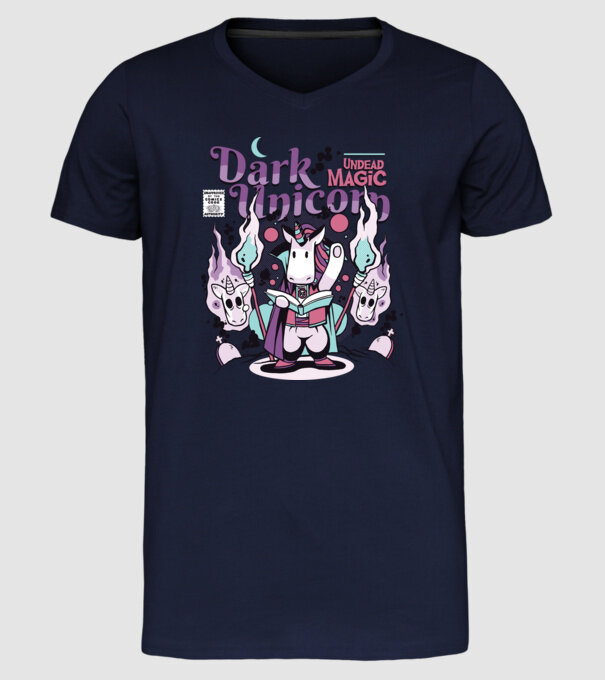 Magie neagră Unicorn model albastru închis pe tricou