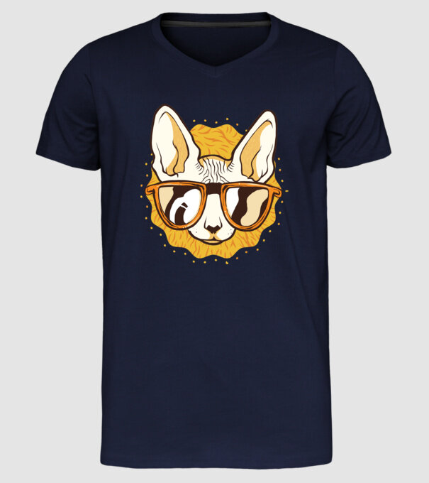 Sphynx Pisică Cool model albastru închis pe tricou