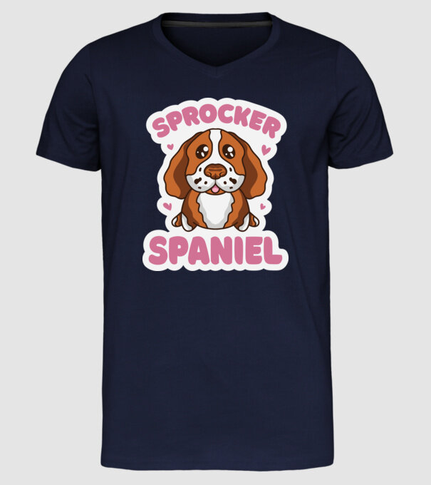 Sprocker Spaniel model albastru închis pe tricou
