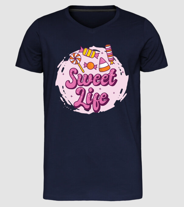 Sweet Life - Viață dulce model albastru închis pe tricou