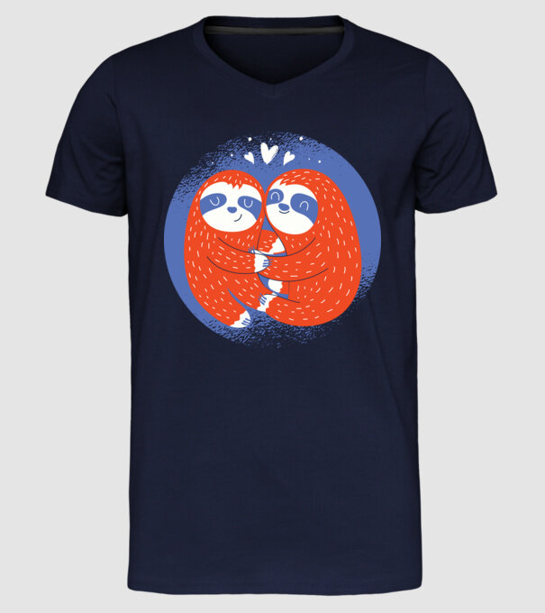 Leneși îndrăgostiți model albastru închis pe tricou